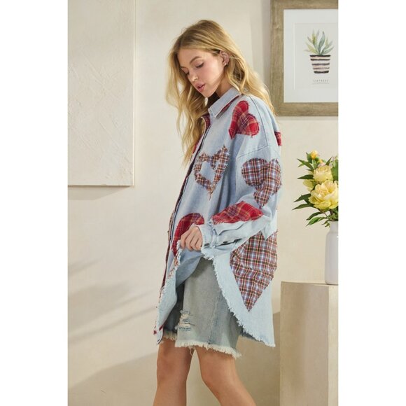Heartline Drift Oversized Denim Shirt by Oli & Hali NEW Size Various - Picture 10 of 15